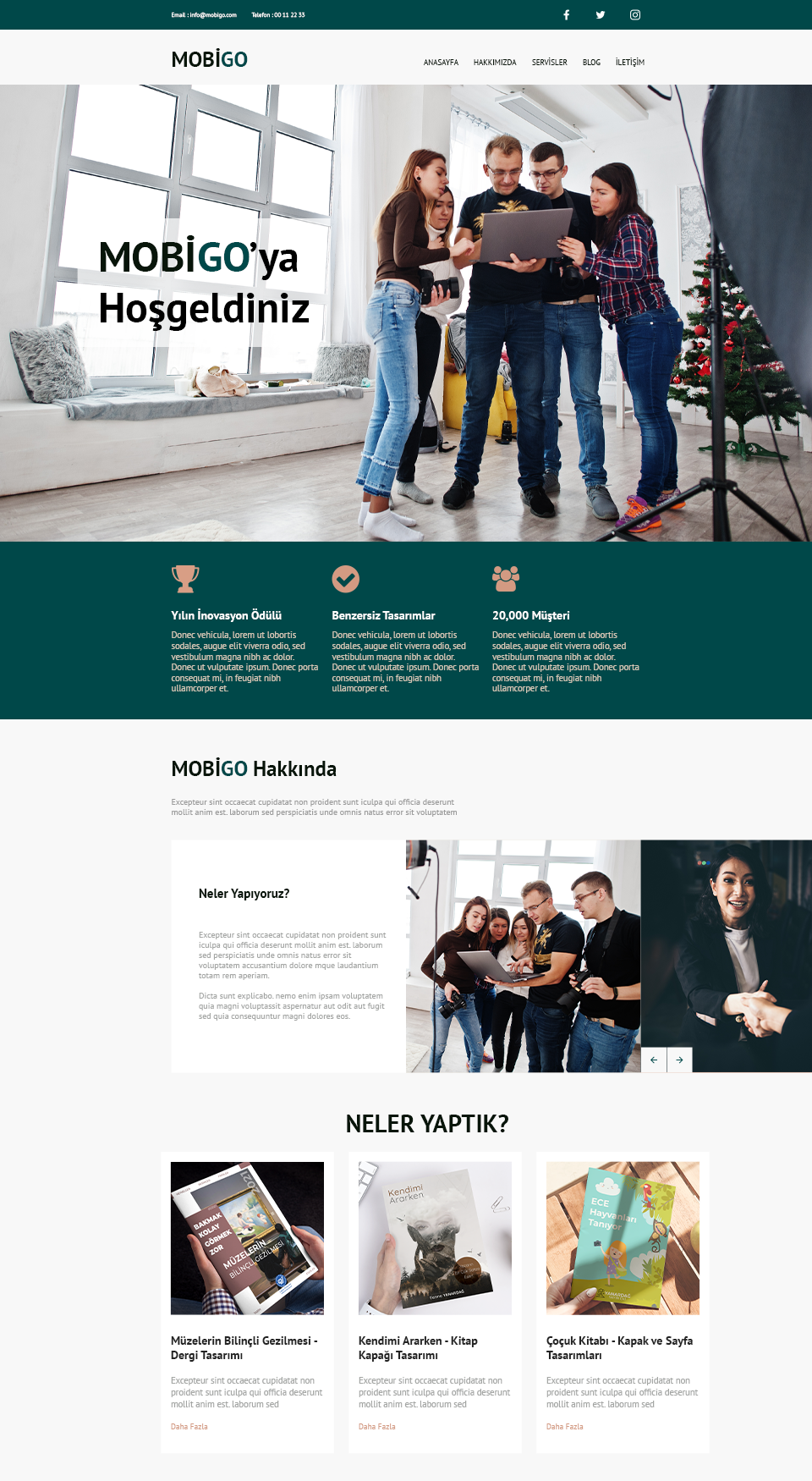 Mobigo Web Sitesi Anasayfa Tasarımı